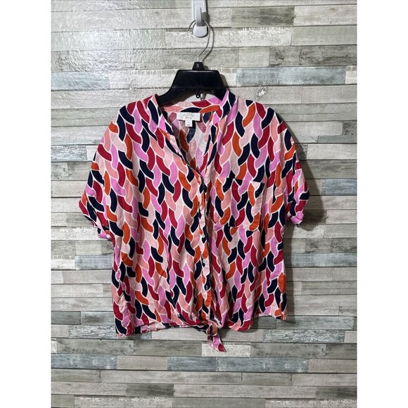 Women’s Linen Charter Club Blouse Multicolored Size Small - Picture 1 of 11
